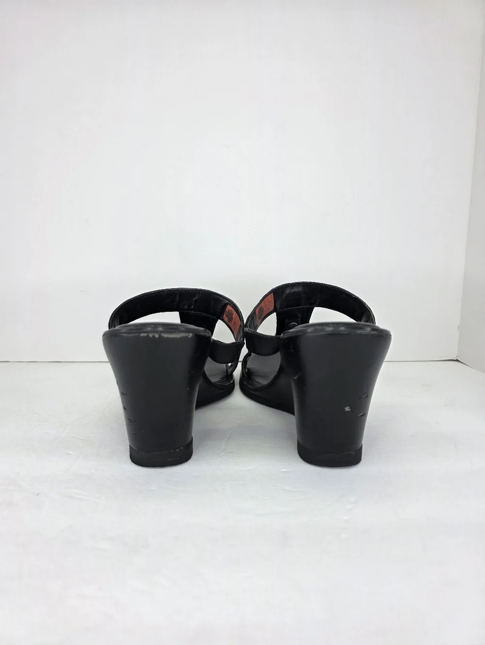 Harley Davidson Monica Women's Black‎ Double Strap Silver Wedge Sandals Size 10M